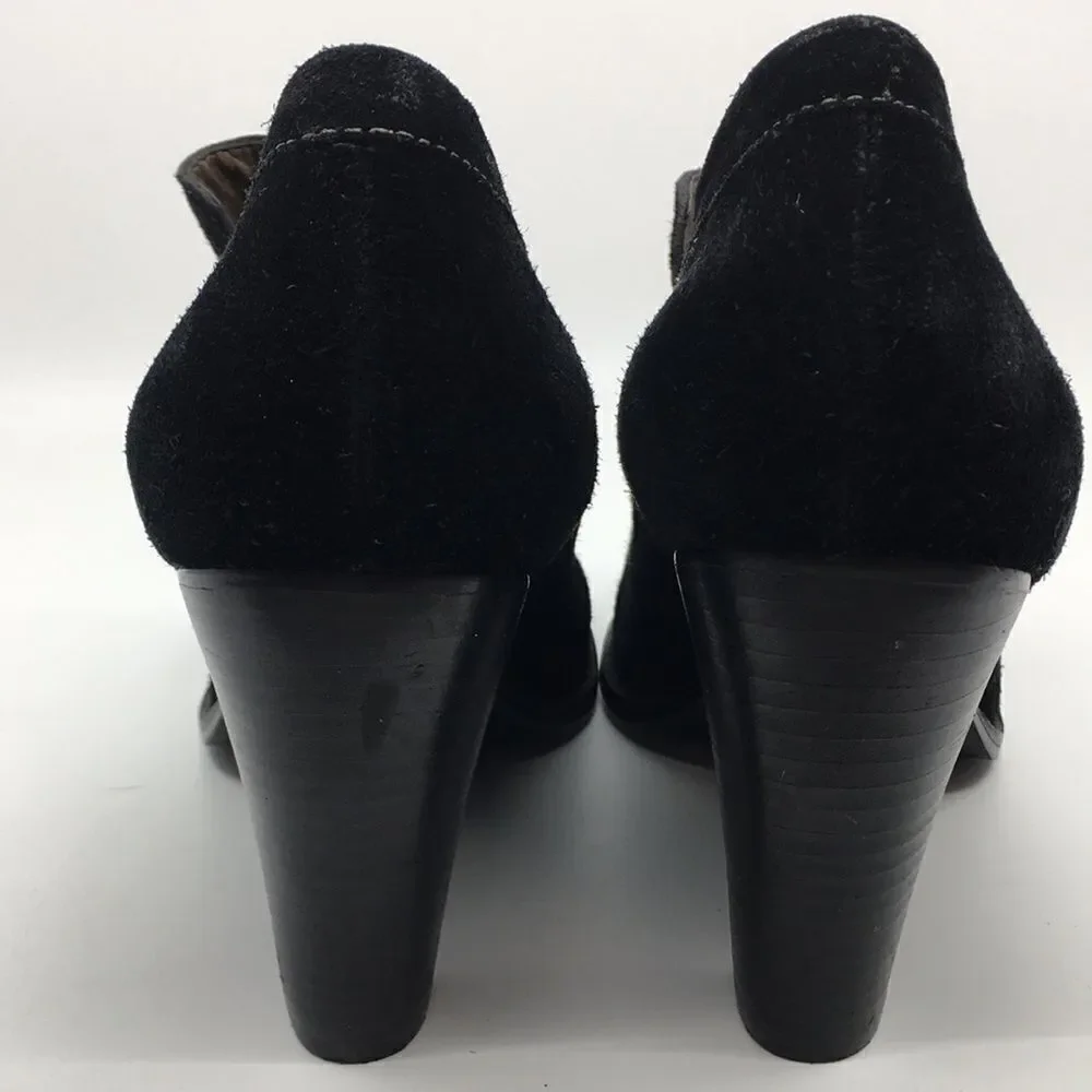 B MAKOWSKY Heeled Black Suede Loafers Sz 11 **slightly flawed**